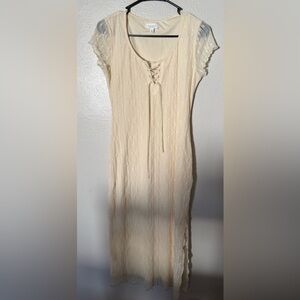 Cream Lace Dress with tie-front detail Women’s Small fairycore cottagecore